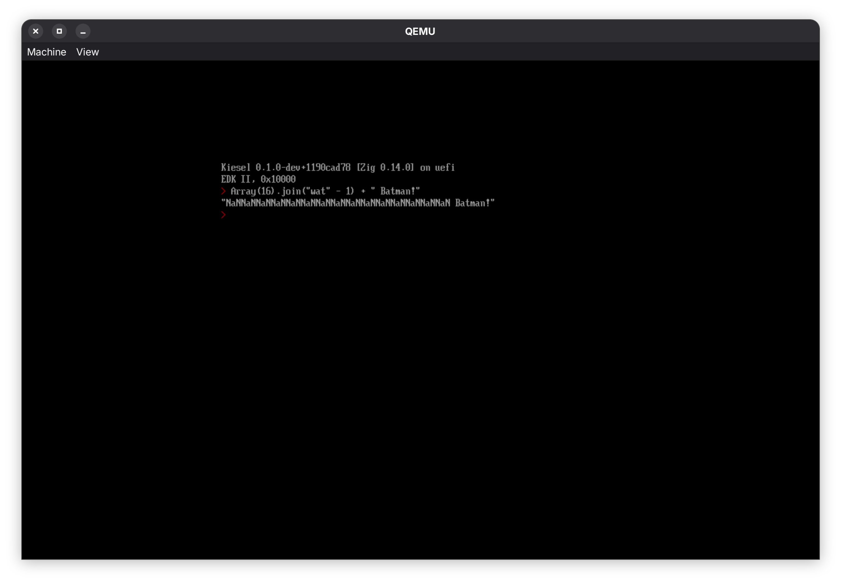 Kiesel REPL running on UEFI in QEMU