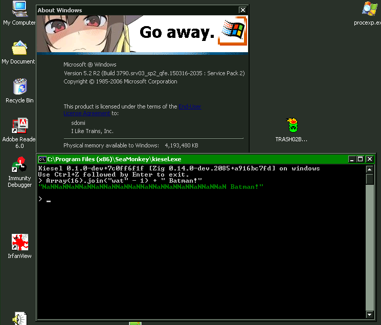 Kiesel REPL running on Windows NT 5.2
