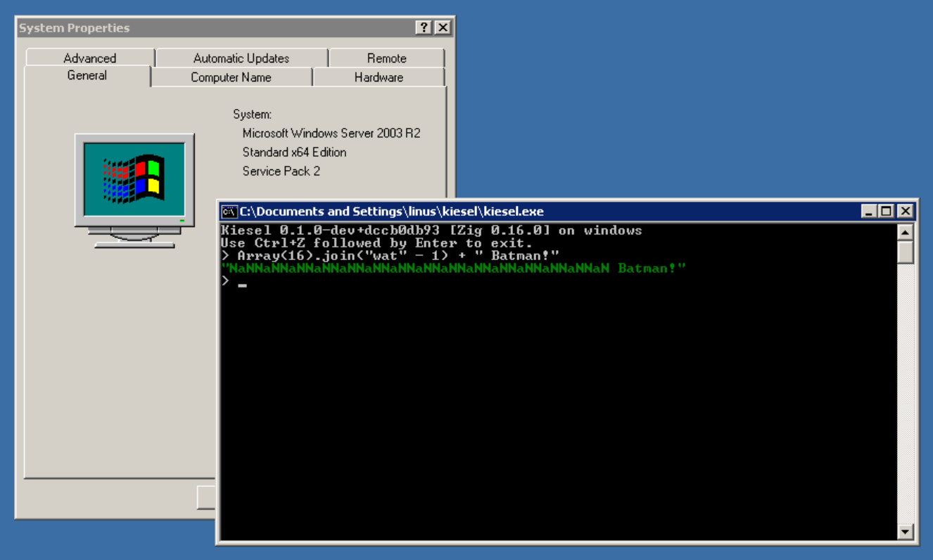 Kiesel REPL on Windows Server 2003